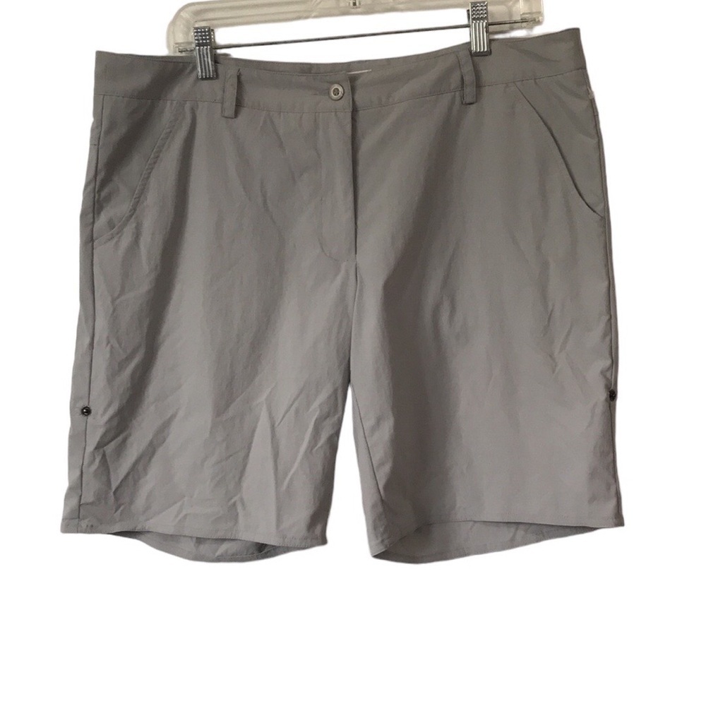 Tilley Wanderer Collection adjustable fold over hem shorts size 12 light gray